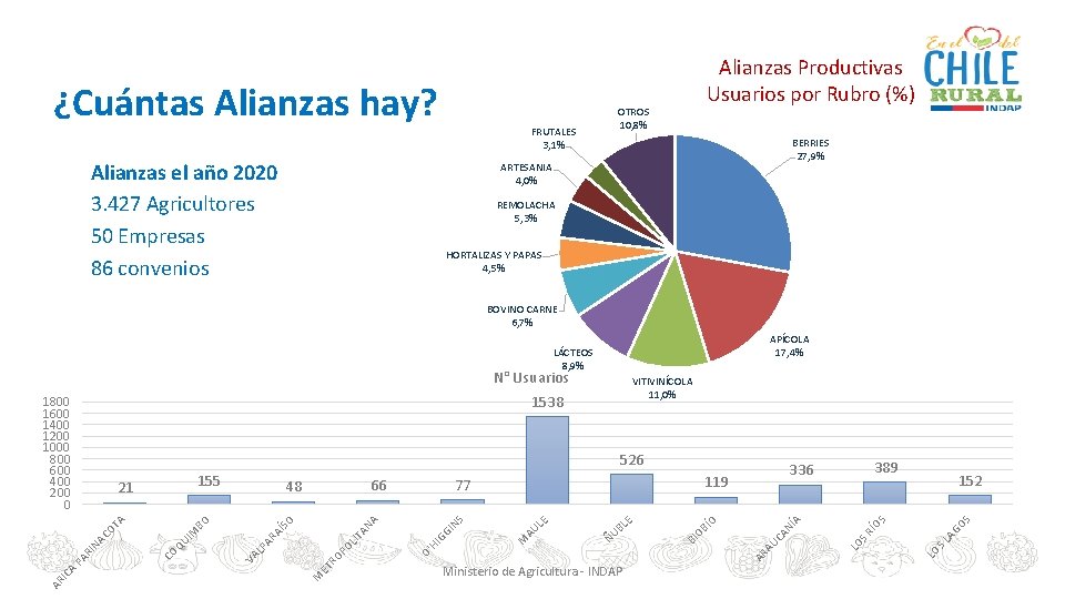 ¿Cuántas Alianzas hay? FRUTALES 3, 1% Alianzas el año 2020 3. 427 Agricultores 50