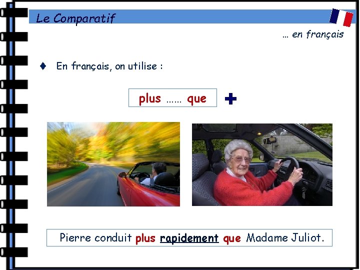Le Comparatif … en français En français, on utilise : plus …… que + Le Comparatif … en français En français, on utilise : plus …… que +