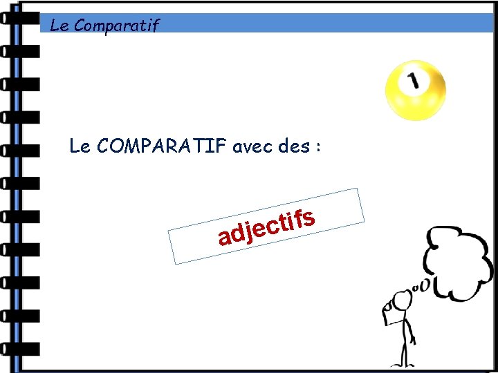 Le Comparatif Le COMPARATIF avec des : s f i t c adje 