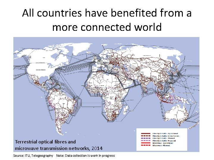 All countries have benefited from a more connected world Terrestrial optical fibres and microwave