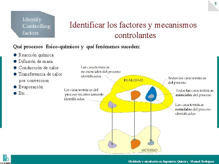 5 Identificar los factores y mecanismos controlantes Qué procesos físico-químicos y qué fenómenos suceden: