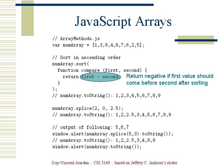 Java. Script Arrays Return negative if first value should come before second after sorting