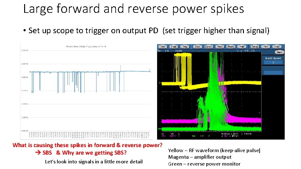 Large forward and reverse power spikes • Set up scope to trigger on output