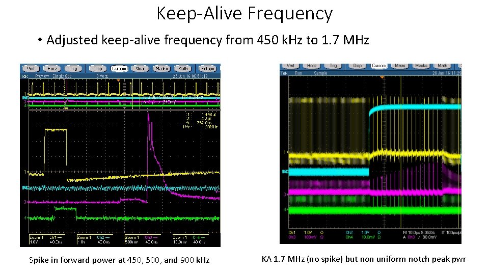 Keep-Alive Frequency • Adjusted keep-alive frequency from 450 k. Hz to 1. 7 MHz