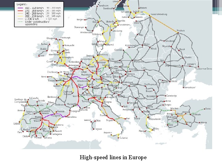 High-speed lines in Europe 