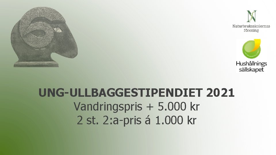 UNG-ULLBAGGESTIPENDIET 2021 Vandringspris + 5. 000 kr 2 st. 2: a-pris á 1. 000