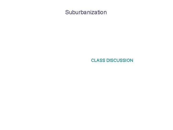 Suburbanization CLASS DISCUSSION 