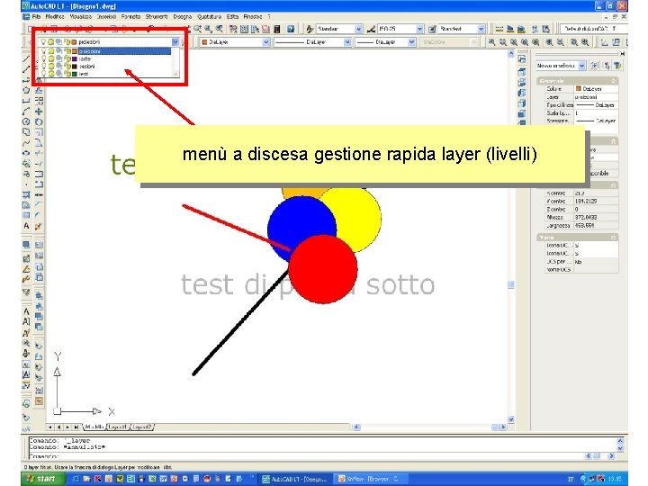 menù a discesa gestione rapida layer (livelli) 