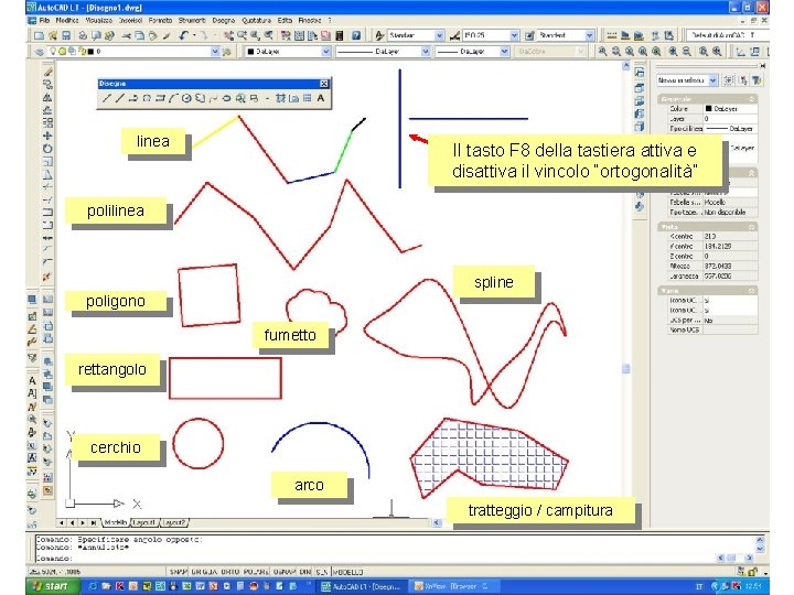 linea Il tasto F 8 della tastiera attiva e disattiva il vincolo “ortogonalità” polilinea