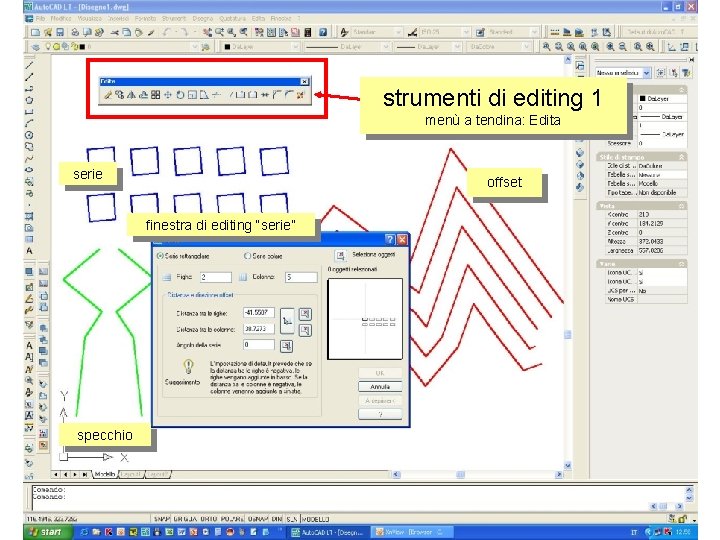 strumenti di editing 1 menù a tendina: Edita serie offset finestra di editing “serie”