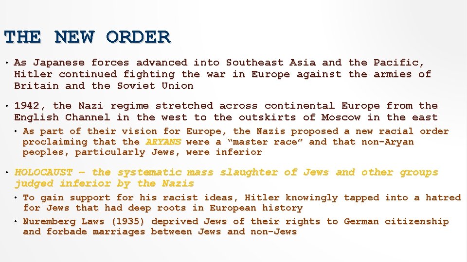 WORLD WAR II 1939 1945 THE HOLOCAUST INTRODUCTION