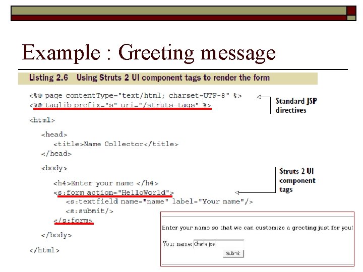 Example : Greeting message 