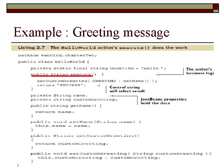 Example : Greeting message 