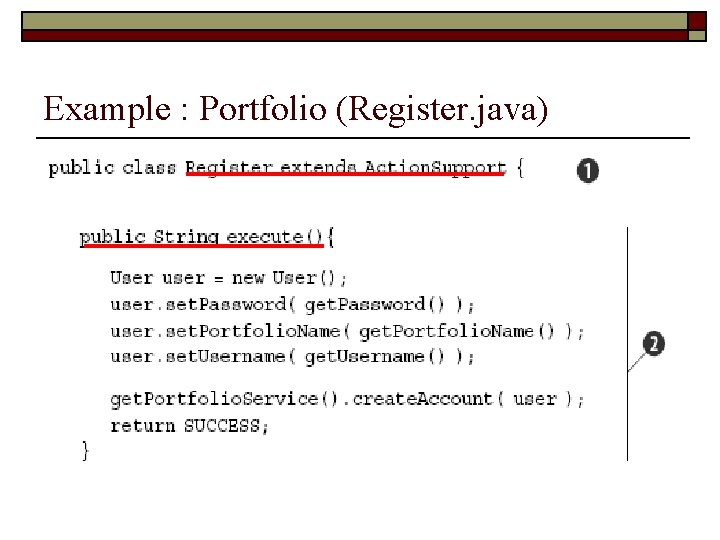 Example : Portfolio (Register. java) 