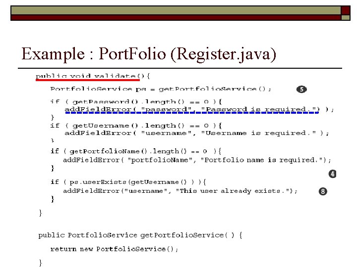 Example : Port. Folio (Register. java) 