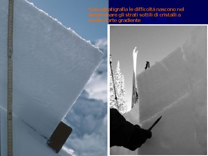 Nella stratigrafia le difficoltà nascono nel determinare gli strati sottili di cristalli a medio/forte