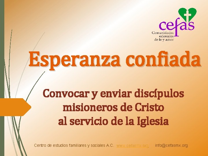 Esperanza confiada Convocar y enviar discípulos misioneros de Cristo al servicio de la Iglesia