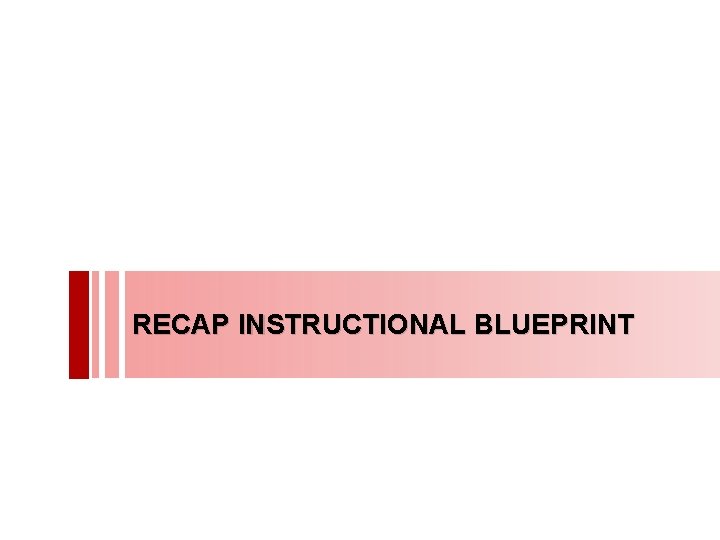 RECAP INSTRUCTIONAL BLUEPRINT 