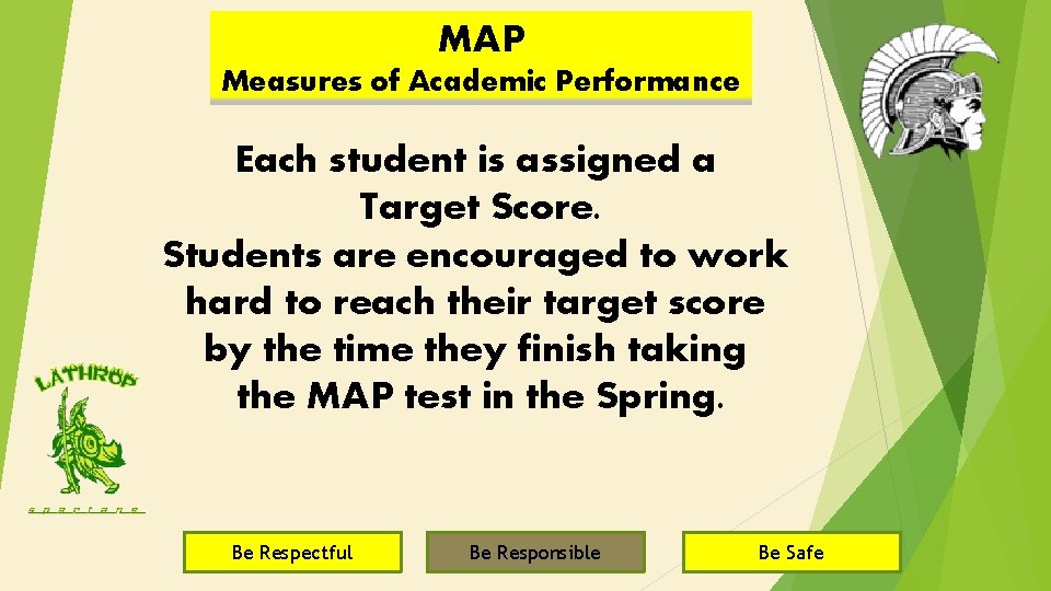 MAP Measures of Academic Performance Each student is assigned a Target Score. Students are