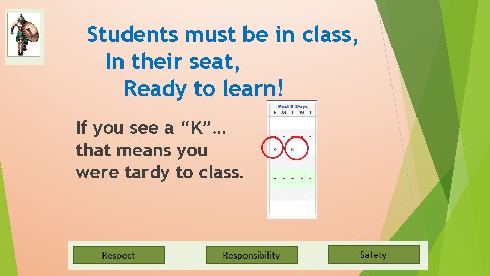 Students must be in class, In their seat, Ready to learn! If you see