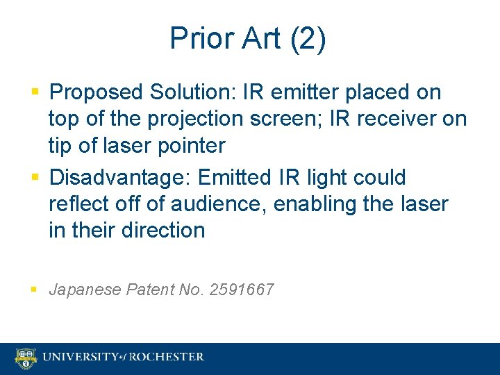 Prior Art (2) § Proposed Solution: IR emitter placed on top of the projection