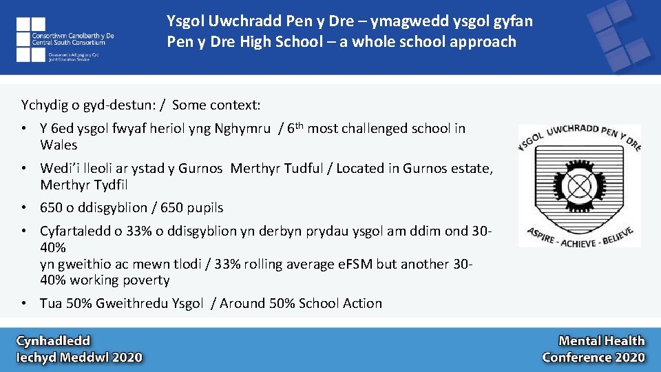 Ysgol Uwchradd Pen y Dre – ymagwedd ysgol gyfan Pen y Dre High School