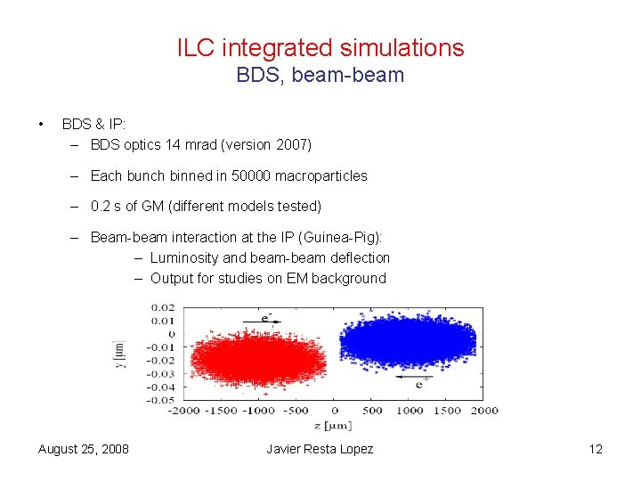 ILC integrated simulations BDS, beam-beam • BDS & IP: – BDS optics 14 mrad ILC integrated simulations BDS, beam-beam • BDS & IP: – BDS optics 14 mrad