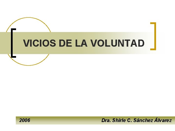 VICIOS DE LA VOLUNTAD 2006 Dra. Shirle C. Sánchez Álvarez 