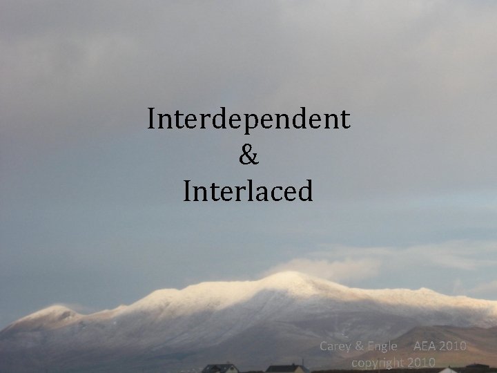 Interdependent & Interlaced Carey & Engle AEA 2010 copyright 2010 