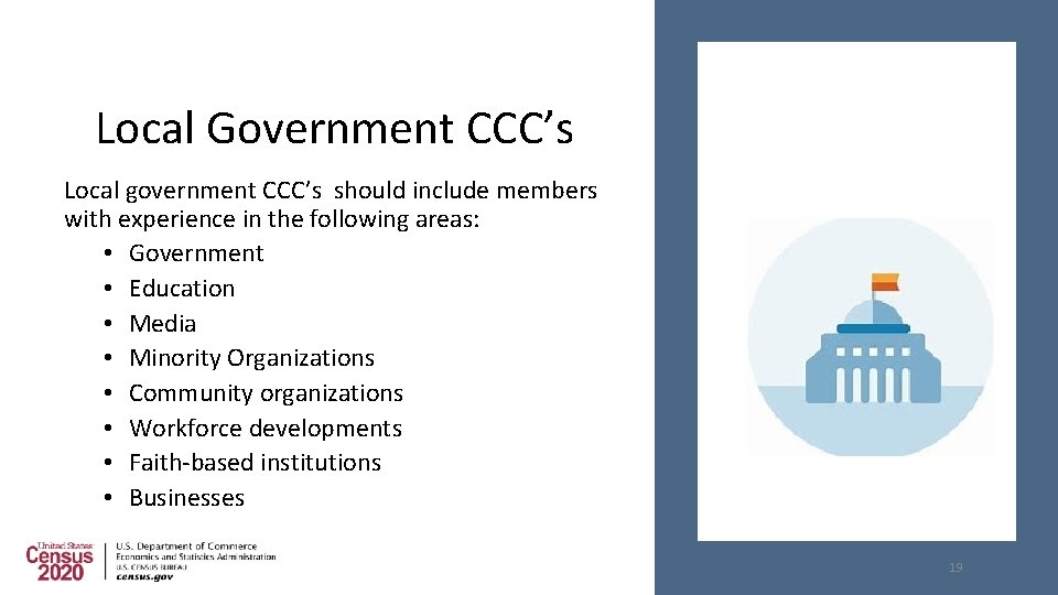 Local Government CCC’s Local government CCC’s should include members with experience in the following