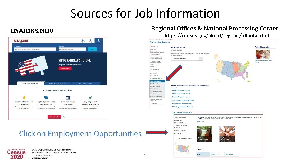 Sources for Job Information Regional Offices & National Processing Center USAJOBS. GOV https: //census.