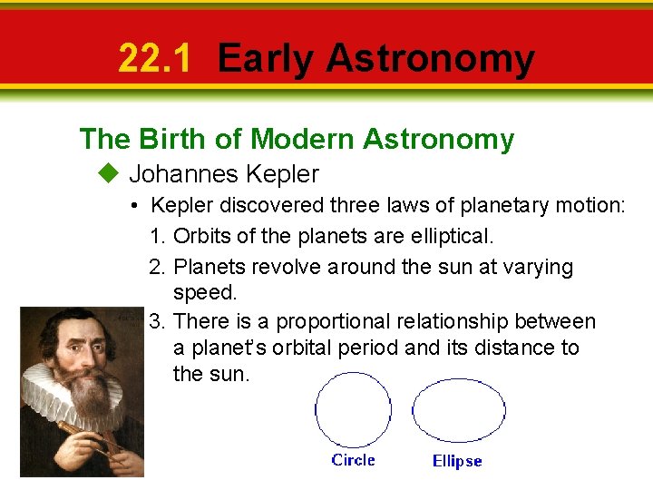 22. 1 Early Astronomy The Birth of Modern Astronomy Johannes Kepler • Kepler discovered