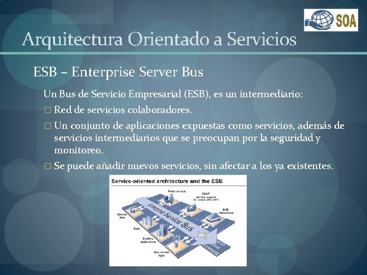 Arquitectura Orientado a Servicios ESB – Enterprise Server Bus Un Bus de Servicio Empresarial