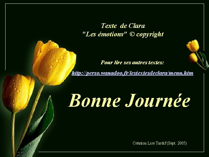 Texte de Clara "Les émotions" © copyright Pour lire ses autres textes: http: //perso.