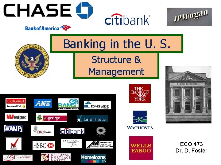 Banking in the U. S. Structure & Management ECO 473 Dr. D. Foster 