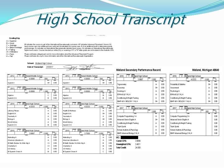 High School Transcript 