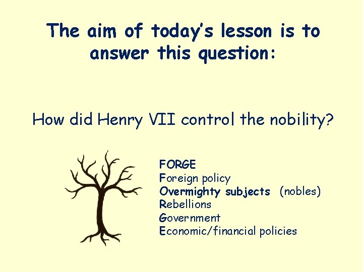 The aim of today’s lesson is to answer this question: How did Henry VII