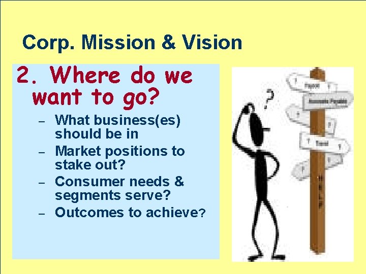 Corp. Mission & Vision 2. Where do we want to go? – – What