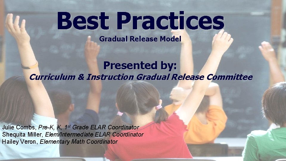 Best Practices Gradual Release Model. Next Generation Florida Education: The DRAFT by: March Presented