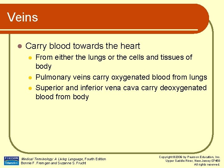 Veins l Carry blood towards the heart l l l From either the lungs