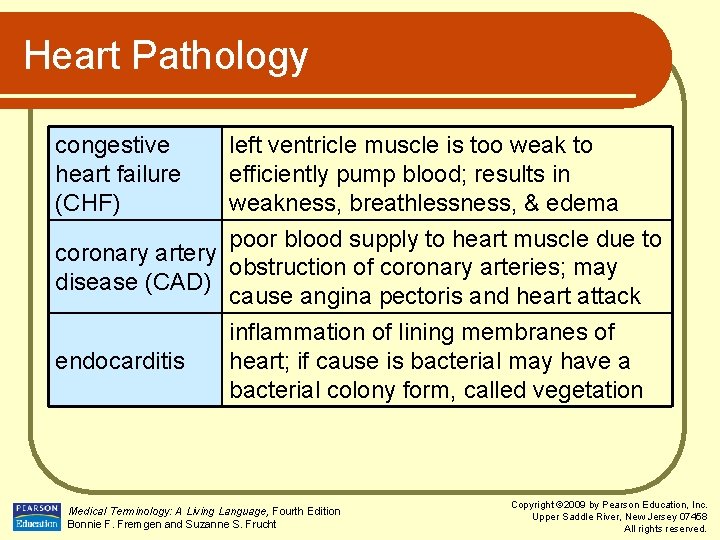 Heart Pathology congestive heart failure (CHF) left ventricle muscle is too weak to efficiently