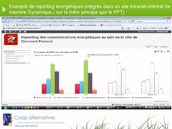 Exemple de reporting énergétiques intégrés dans un site intranet-internet de manière Dynamique. ( sur