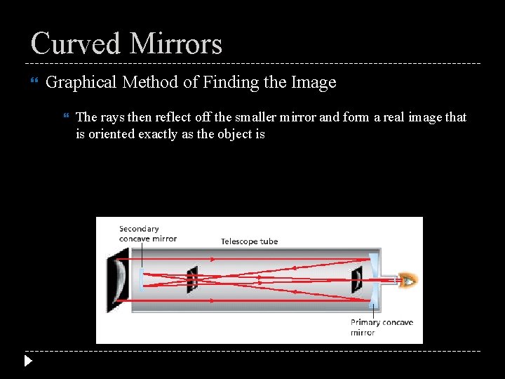 Curved Mirrors Graphical Method of Finding the Image The rays then reflect off the