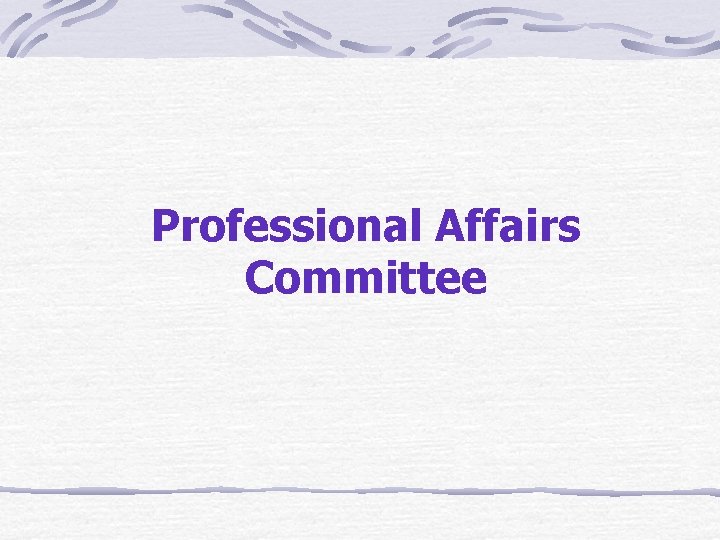 Professional Affairs Committee 