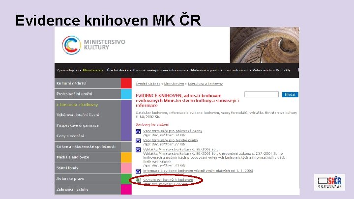 Evidence knihoven MK ČR 