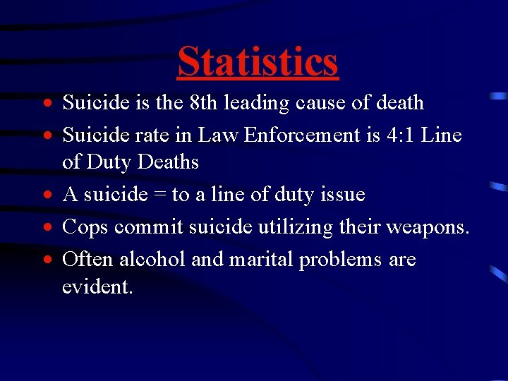 Statistics · Suicide is the 8 th leading cause of death · Suicide rate