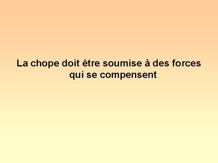 La chope doit être soumise à des forces qui se compensent 