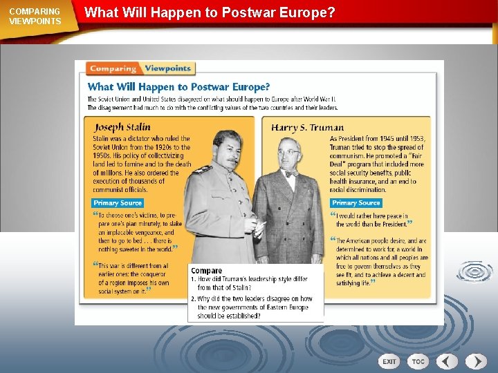 COMPARING VIEWPOINTS What Will Happen to Postwar Europe? 