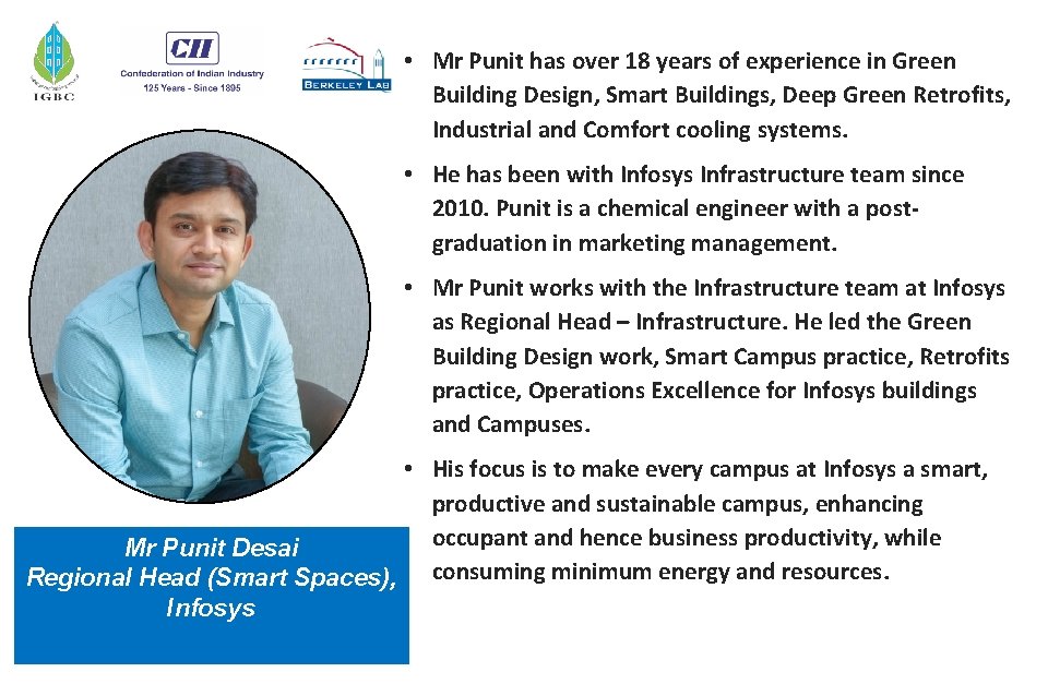  • Mr Punit has over 18 years of experience in Green Building Design,