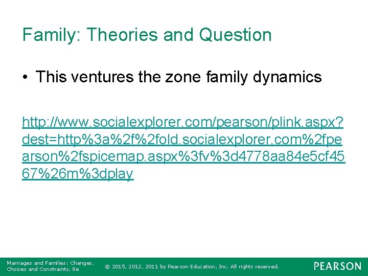 Family: Theories and Question • This ventures the zone family dynamics http: //www. socialexplorer.